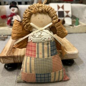7” Tall Handcrafted Cloth Patchwork Angel Ornament
